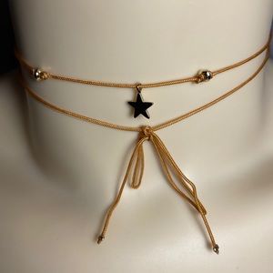 Dainty Bronze Bowtie Wrap Bracelet Choker Necklace